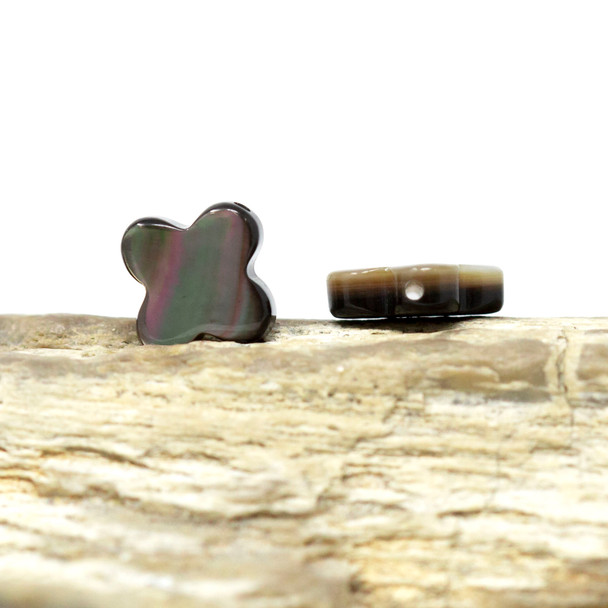 Tahitian Pearl Shell Polished 10mm Flower Bead