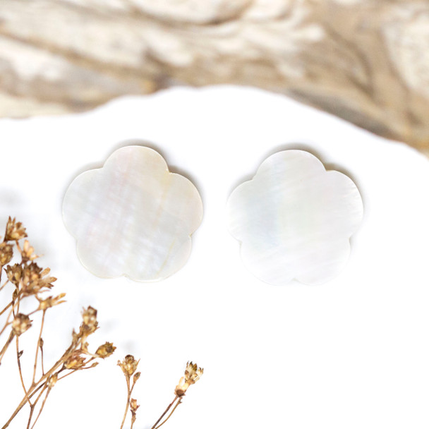 Mother of Pearl Shell Polished 20mm Flower Bead