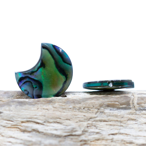 Abalone Polished Dyed 15.5x13mm Double Sided Moon Bead