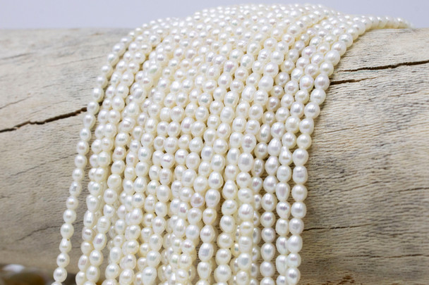Freshwater Pearls Polished White 3-4mm Round Rice