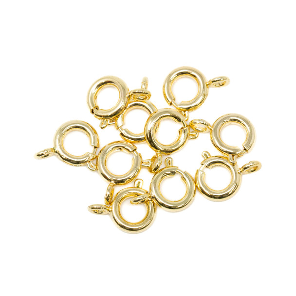 18K Gold Plated 7mm Spring Ring Clasp - 10 Pieces