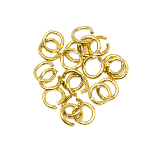 Gold Plated Stainless Steel 7mm Round 16 Gauge OPEN Jump Rings - 20 Pieces