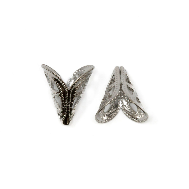 Silver Plated Stainless Steel 12x10mm Filagree Cone