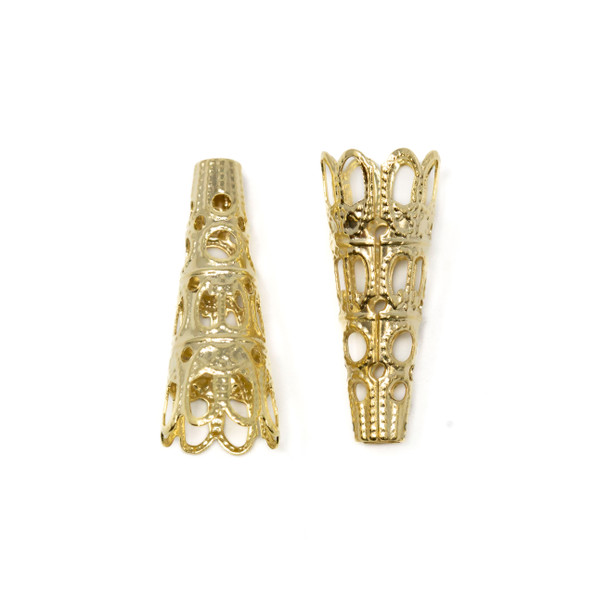 Gold Plated Stainless Steel 22x9mm Filagree Cone