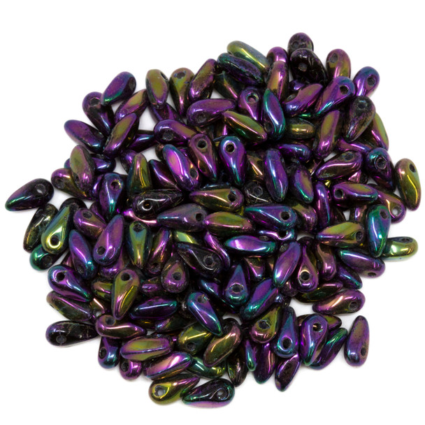 Czech Glass Mini Dagger Beads -- Purple Iris