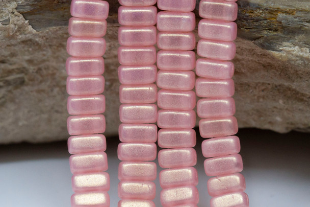 CzechMates® 6x3mm 2 Hole Bricks -- Sueded Gold Milky Pink