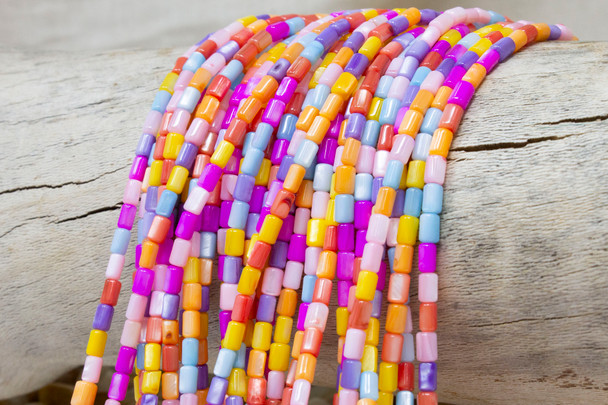 Natural Shell Polished Summer Multi Colored Dyed 3x5mm Tube