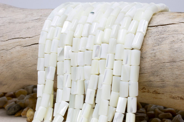 Mother of Pearl White Sea Shell 6x10mm Tube