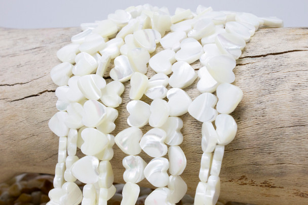 Mother of Pearl Polished White Sea Shell 10mm Hearts