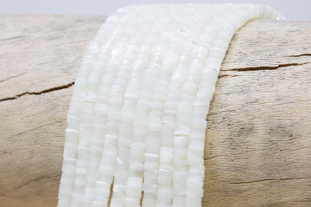 Mother of Pearl Shell Polished 2x4mm White Wheel