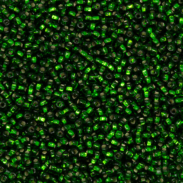 Size 11 Czech Seed Beads -- 656 Kelly Green / Silver Lined