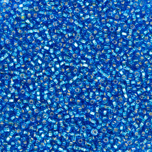 Size 11 Czech Seed Beads -- 37 Dark Aqua / Silver Lined