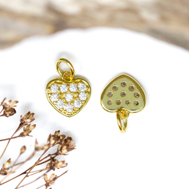 Gold Plated Micro Pave 10mm Heart Charm