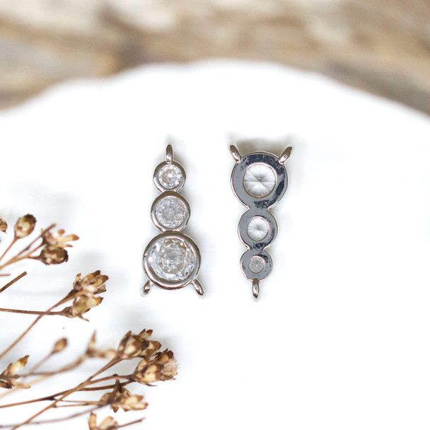 Platinum Plated Micro Pave 15x6.5mm CZ 3 Link
