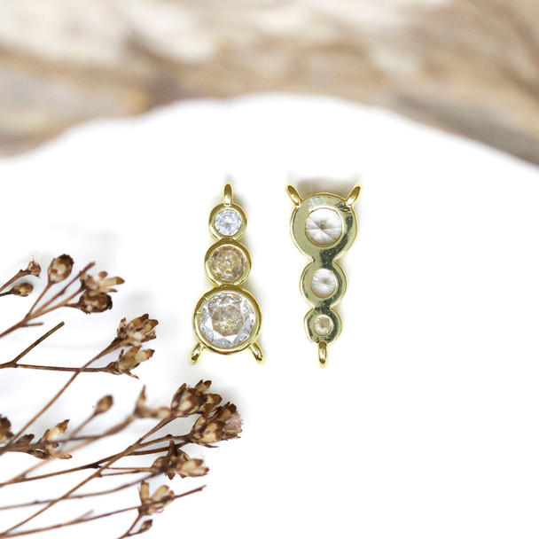 Gold Plated Micro Pave 15x6.5mm CZ 3 Link