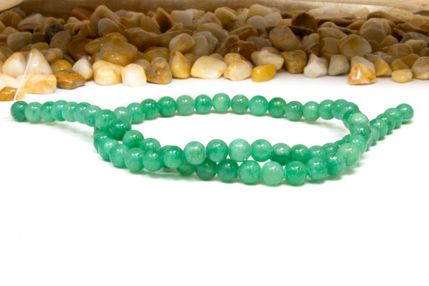 Natural Jade Polished Dyed Green 6mm Round