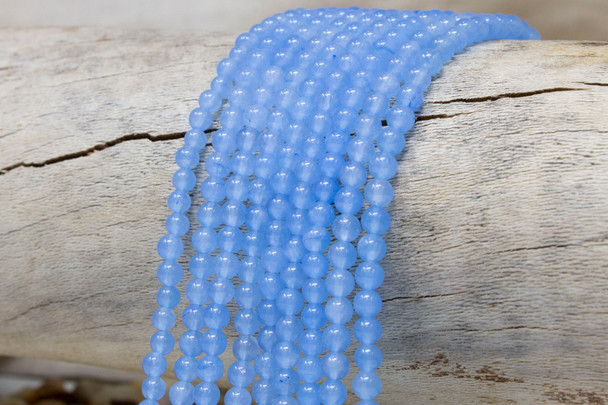 Natural Jade Polished Dyed Light Sapphire 4mm Round