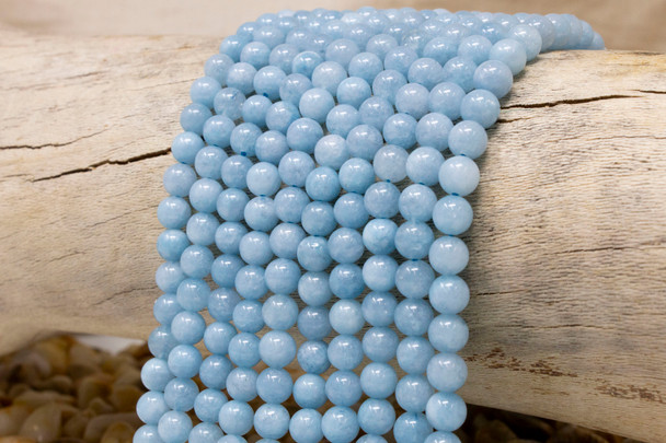 Natural Jade Polished Dyed Sky Blue 6mm Round