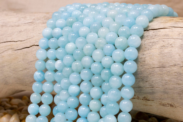 Natural Jade Polished Dyed Light Aqua 8mm Round