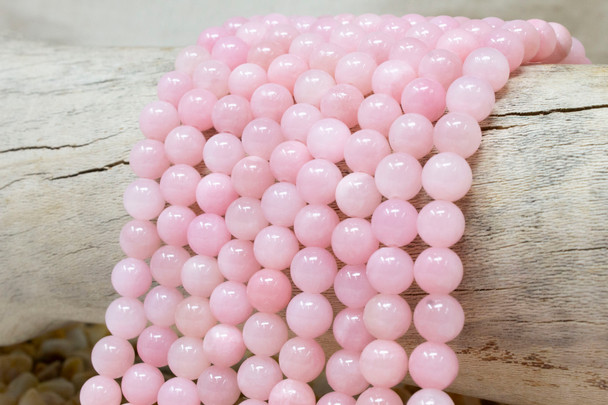 Natural Jade Polished Dyed Soft Pink 8mm Round