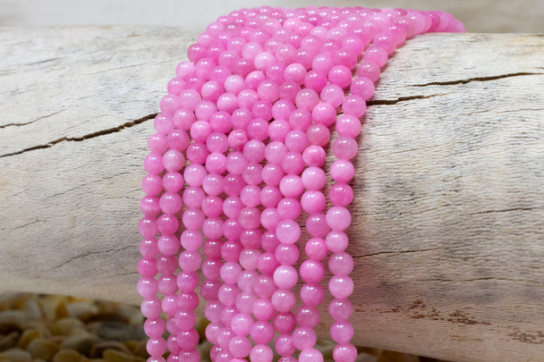 Natural Jade Polished Dyed Rose 4mm Round