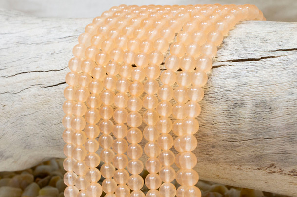 Natural Jade Polished Dyed Apricot 6mm Round