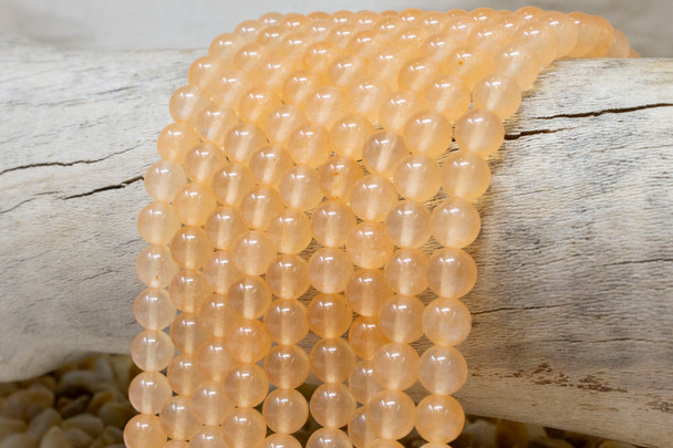 Natural Jade Polished Dyed Apricot 8mm Round