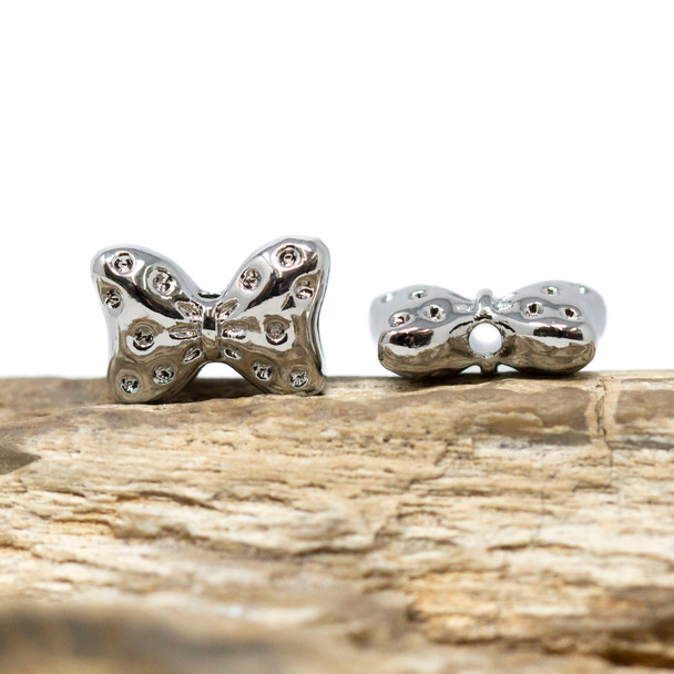 Platinum Plated 10x14mm Bow Bead