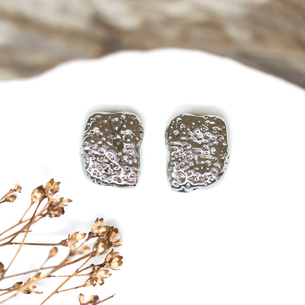 Platinum Plated 12x10mm Nugget Bead