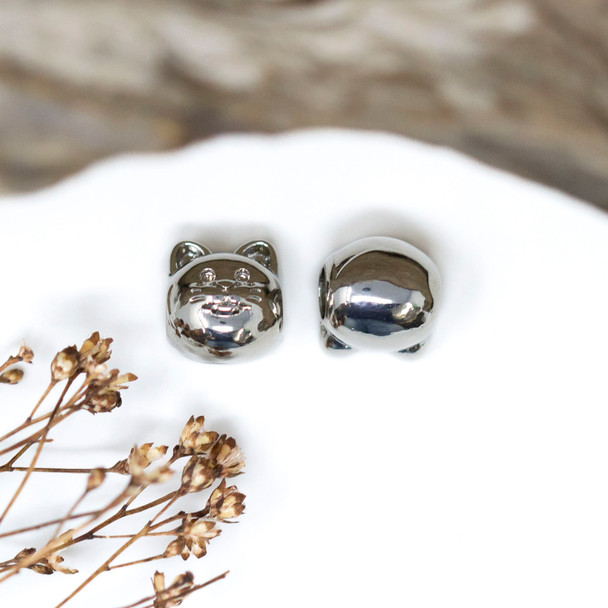 Platinum Plated 8x9mm Cat Bead