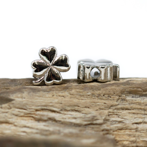 Platinum Plated 9mm 4 Leaf Clover Bead