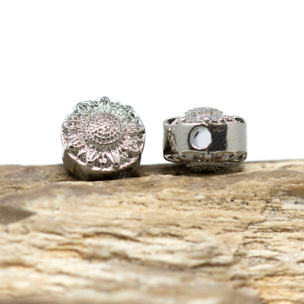 Platinum Plated 9mm Sunflower Bead