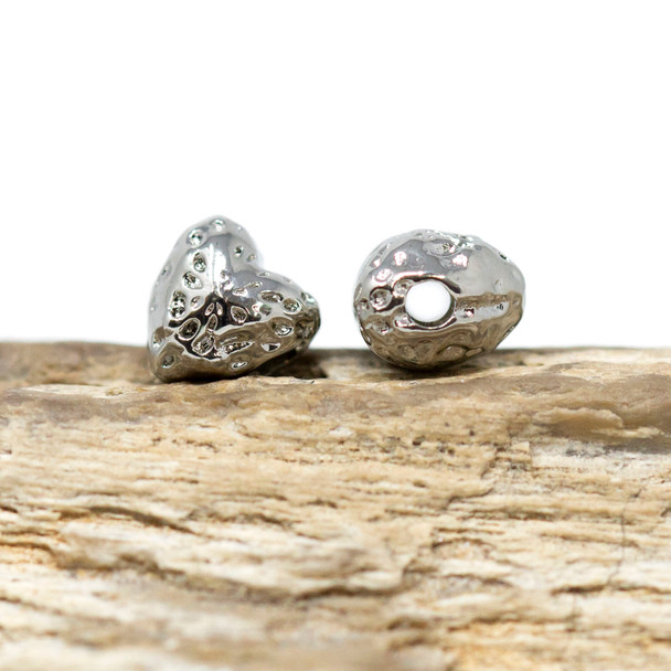 Platinum Plated 8mm Textured Heart Bead