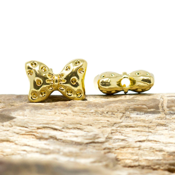 Gold Plated 10x14mm Bow Bead
