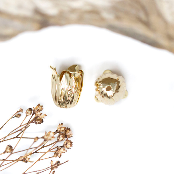 Gold Plated 12.5x9.5mm Flower Cap