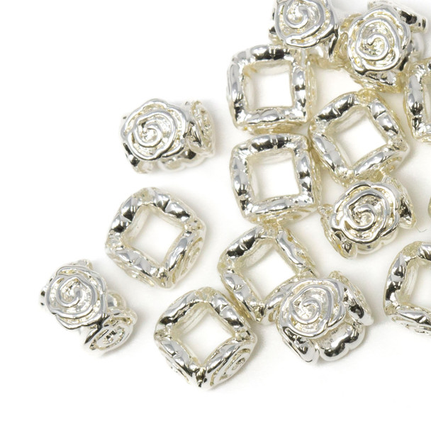 Silver Plated 5mm Rose Bead
