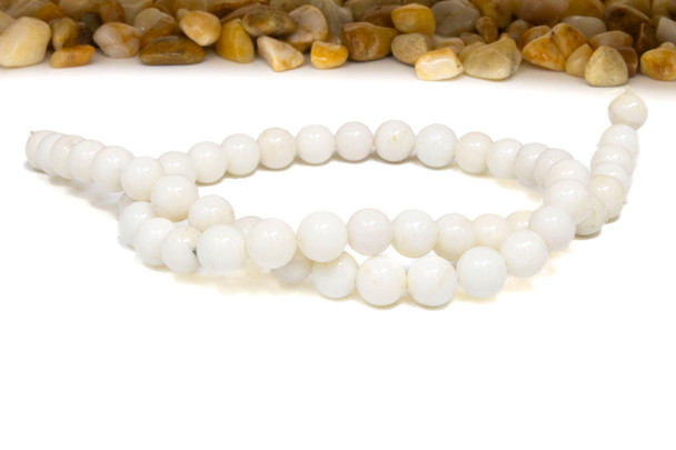 Natural Jade Polished Dyed Ivory 8mm Round