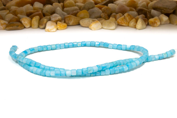 Natural Shell Blue Turquoise Dyed 3.5mm Polished Drum
