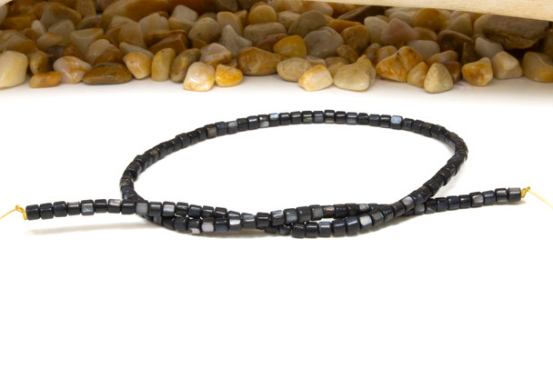 Natural Shell Slate Grey Blue Dyed 3.5mm Polished Drum