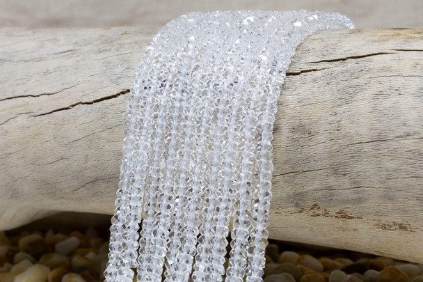 Crystal Quartz Polished 2x5mm Faceted Rondelle