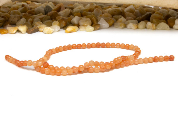 Natural Jade Polished Tangerine 4mm Round - Opaque