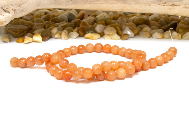 Natural Jade Polished Tangerine 8mm Round - Opaque