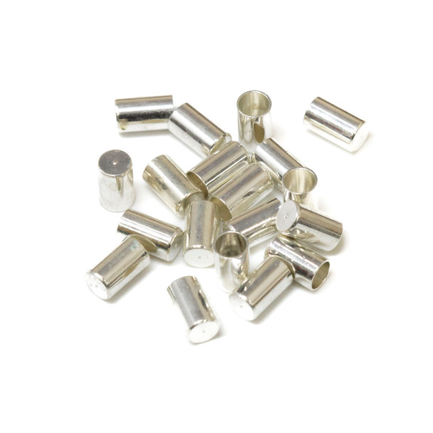 Silver Plated 2mm Cord Ends 5x3mm - 20 Pieces