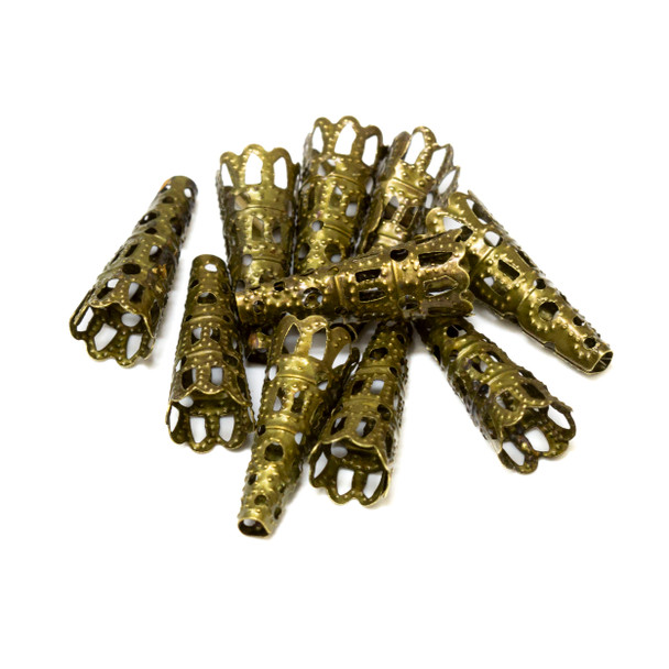 Antique Bronze Plated Iron 22x8mm Filagree Cone - 10 Pieces