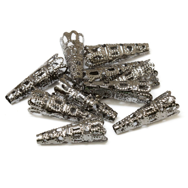 Gunmetal Plated Iron 22x8mm Filagree Cone - 10 Pieces