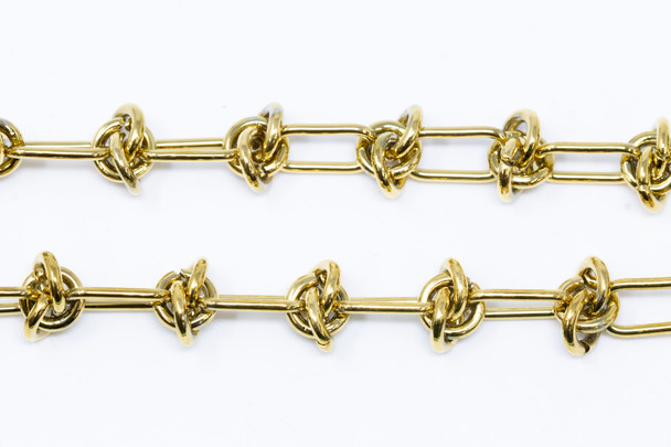 18kt Gold Plated Stainless Steel 11.5x6mm Paperclip-Knot Chain - Sold By 6 Inches