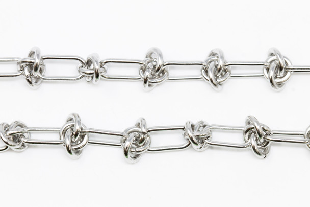 Stainless Steel 11.5x6mm Paperclip-Knot Chain - Sold By 6 Inches