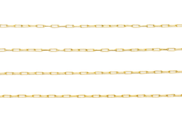18kt Gold Plated Stainless Steel 2.5x1mm Tiny Paper Clip Chain - Sold By 6 Inches