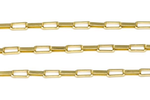 18kt Gold Plated Stainless Steel 7x1.5mm Rectangle Link Chain - Sold By 6 Inches