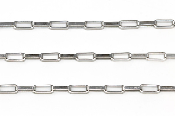 Stainless Steel 7x1.5mm Rectangle Link Chain - Sold By 6 Inches